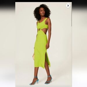 SOLID & STRIPED BAILEY DRESS IN PEAR SZ XS